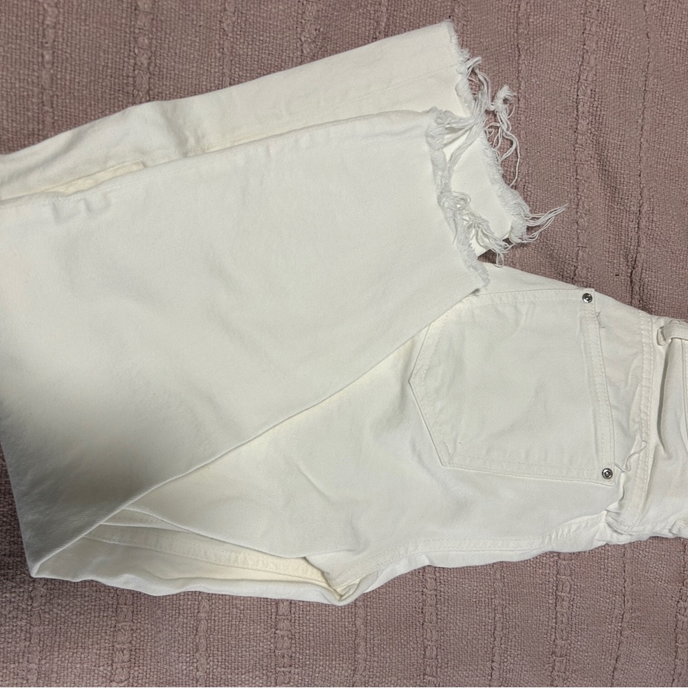 Frayed Hem White Jeans